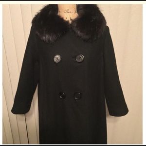 Vintage ladies black 3/4 length wool blend coat